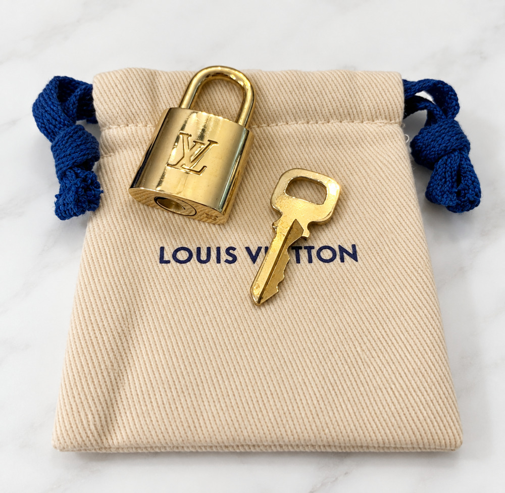 Authentic Louis Vuitton Brass Padlock and Key Set #311 Made in France with Pouch